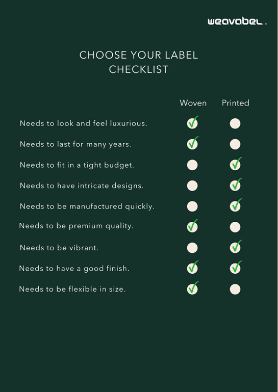 printed vs woven label checklist